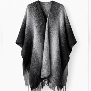Cejon Black and Gray Ombre Poncho, One Size
